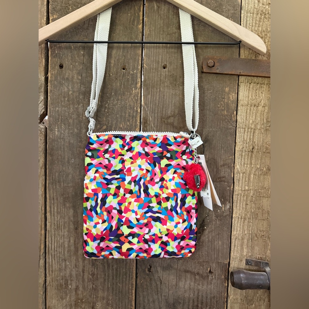 Kipling Keiko Crossbody Nylon Purse Shoulder Bag Color Burst NWT with Monkey - Picture 3 of 7